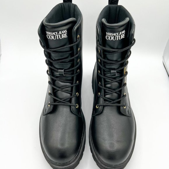 Versace Jeans Couture logo-print leather combat boots main image 12